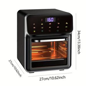 TEMU 9L 오일 프리 딥 프라이어, 1350W, 조절 가능한 온도 80-230C, LED 컬러 디스플레이, 10 모드 타이머, 스테인레스 스틸 - 건강한 요리에 이상적, 주방용 에어 프라이어|에어프라이어