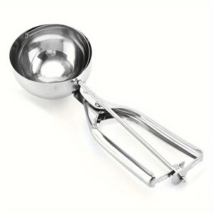 TEMU 1pc, 아이스크림 스쿱, 멜론 스푼, 베이킹용 스테인레스 스틸 스푼, 트리거가 있는 아이스크림 디거 스푼, 모던 도우 스쿱, 재사용 가능한 멜론 스푼, 파티 웨딩용 세척 가능한 디저트 스푼, 레스토랑 홈용 주방 가전제품, 기숙사 필수품