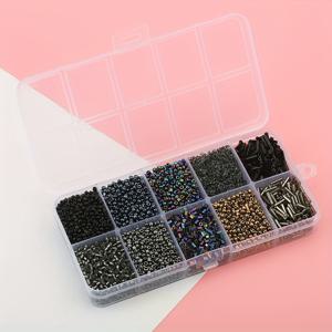 TEMU 10-그리드 컬러풀 마카롱 유리 씨드 비즈 2mm 구멍, DIY 쥬얼리 만들기 키트, 목걸이용 크래프트 비즈 모음, 페인트 마감 처리된 비즈 액세서리, 멀티 컬러 믹스