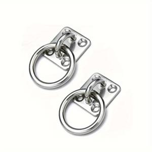 TEMU 2개 304 스테인리스 스틸 스퀘어 아이 플레이트 5mm 링, 요가 해먹용 앵커 마운트, 보트 리깅, 해양 데크 하드웨어, 서스펜션 트레이닝 스트랩, 패드 플레이트