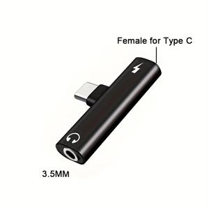 TEMU RIJOW USB Type-C를 3.5mm 헤드폰 잭 어댑터로, 남성용을 여성용으로 오디오 증폭기 충전기 변환기, 아이폰 16/15 프로 맥스 플러스, 샤오미, 원플러스 및 더 많은 디지털 USB-C를 USB-C 케이블로 - 블랙/실버