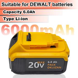 TEMU 듀왈트 파워 툴 배터리용 적합 - 교체용 배터리, 6000mAh 20VMAX 전원 충전식 리튬 이온 배터리, DIY 및 전문 프로젝트에 적합, 장식 필수 교체 배터리|DIY