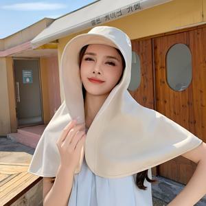 TEMU 여성용 가벼운 여름 모자와 탈착식 넥 케이프 - 여행, 해변용 조절 가능한 어부모자, 포니테일 친화적 디자인, 스냅 클로저, 4가지 색상 (블랙/베이지/-옐로우/로즈핑크), 비치햇, 포니테일 스타일링 액세서리, 안전한 클로저 기능|벙거지모자
