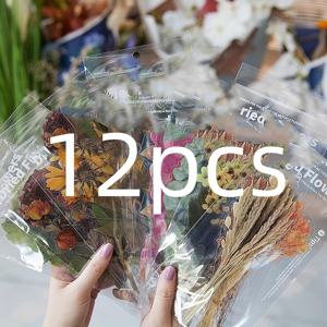 TEMU 12pcs 랜덤 빈티지 꽃 스티커 세트, 방수 PET, 자체 접착, 식물 및 꽃, 불규칙한 모양, 고광택 마감, 단일 사용, 플라스틱으로 제작, 스크랩북, 일기, DIY 공예, 선물 포장, 플래너, 노트북 장식|다이어리|일기장