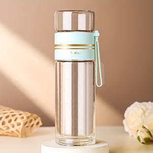 TEMU 1개 500ml/16.8oz 휴대용 유리 티 인퓨저 병, 스테인리스 필터가 있는 이중 벽 보로실리케이트 글라스 티 머그컵 (풀잎 꽃 허브 차 가방용), 사무실·공부·여행용 휴대용 여행 티 머그