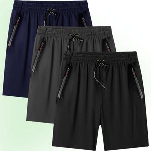 TEMU 1pc 남성용 플러스 사이즈 반바지 - 루즈핏, 퀵드라이 폴리에스터 러닝 반바지, 조절 가능한 드로우스트링 허리, 여름, 트레이닝 및 비치웨어, 비치웨어|조절 가능한 허리밴드|폴리에스터 원단