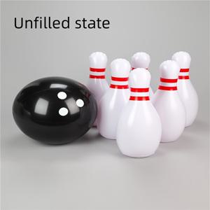 TEMU 7피스 자이언트 볼링 세트 - 내구성 있는 PVC, 휴대용, 성인용 실내외 게임, 가벼운 공 2개 & 빨간색 악센트가 있는 흰 핀 5개
