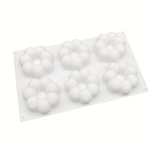 TEMU 1pc 실리콘 꽃 모양 베이킹용 모양, 6개 구멍 라운드 초콜릿 모양, 재사용 가능한 비착착 케이크 모양, 생일 및 특별한 기회에 적합, 수동 조작, 11.81x6.89x1.1in, 베이킹 필수품|꽃 케이크 모양|내구성 있는 베이킹 모양, 케이크 장식 용품
