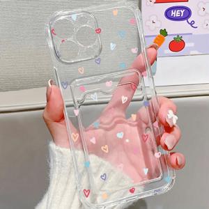 TEMU 전체 화면 컬러풀 러브 포토 카드 홀더 모바일 폰 케이스, 충격 방지 및 낙하 방지, 아이폰16 16프로 16프로맥스 15프로 15프로맥스14 14프로맥스 11 XS맥스 XR에 적합