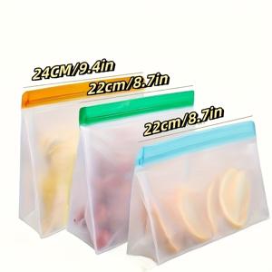 TEMU 3개 세트 재사용 가능한 실리콘 식품 보관 가방, 누출 방지 재사용 가능한 냉장고 가방, 여행/홈 보관 가방 주방, 선물 가방, 진공 밀봉 가방 - 1개 재사용 가능한 갤런 가방/1개 재사용 가능한 샌드위치 가방/1개 재사용 가능한 스낵 가방 (BPA 무료)|냉동고