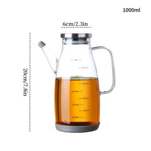 TEMU 1pc 스테인레스 스틸 뚜껑 오일 병 1000ml 고성능 보로실리케이트 유리 분출 오일 병 열과 냉을 견딜 수 있는 유리 오일 및 식초 병 대형 직경 누출 방지 분출 오일 병 가정용 오일 병 대용량