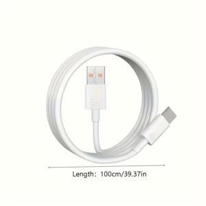 TEMU 120W 6A 빠른 충전 Type-C 케이블, 원형 PVC 고속 전송 라인, 남성에서 남성으로 커넥터, 부드러운 표면, 휴렛, 호너, 샤오미, 삼성, 오피, VIVO 장치 지원 - 내구성 있는 주석 합금 충전기, 빠른 충전 케이블 | 부드러운 표면 케이블 | 내구성 있는 주석 합금