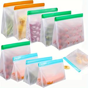 TEMU 1 세트 재사용 가능한 실리콘 식품 보관 가방 - 누출 방지, BPA 프리, 더블 보관 공간 (3pcs: 대형, 샌드위치, 스낵 가방) - 냉장고 및 여행 사용에 이상적, 손 세척 가능, 여행 필수품|재사용 가능한 식품 가방|실리콘 구조, 식품 보관 가방
