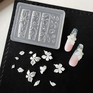 TEMU 1개 3D 실리콘 네일 아트 몰드 - Y2K 플로랄 디자인, 5-7 꽃잎 패턴, 무취 DIY 네일 스텐실 여성용, 재사용 가능한 손 & 발 장식 도구, 매니큐어 액세서리, 복잡한 패턴 제작