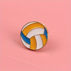 TEMU 밝은 볼링볼 에나멜 핀 - 청색, 오렌지색 및 흰색 디자인, 합금 구조, 스포츠 자켓, 캐주얼 후드, 스포츠 백팩 및 캔버스 토트에 이상적