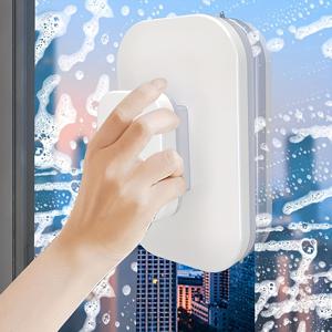 TEMU 1pc 듀얼 사이드 자석 유리 청소기 와이퍼, 창문 3-10mm에 쉽게 도달, 2.5m 안전 로프, 강력한 비산성 스펀지, 교체 가능 및 세척 가능, 가정 및 고층 창문 청소용 넓은 핸들 디자인, 자석 창문 클리너