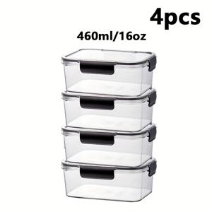 TEMU 4개 세트 460ml 식품 신선도 보관용기, PET 소재, 누수 방지 투명 밀폐 용기 - 과일, 케이크, 빵, 고기, 곡물 등에 적합, 주방 및 냉장고 정리용 이상적인 선택|트라이탄밀폐용기
