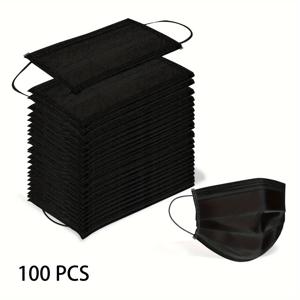 TEMU 100개 가량의 하이퍼알러지성 블랙 일회용 마스크, 3층 플라스틱, 배터리가 필요하지 않음, 민감한 피부를 위한 얼굴 관리 액세서리, 얼굴 관리용 마스크|마스크|KF94마스크