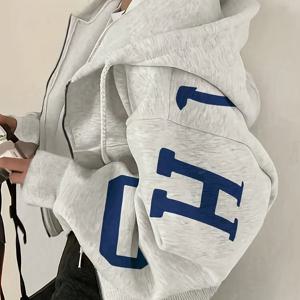 TEMU Y2K 레트로 오버사이즈 후드티 - 볼드 레터 프린트, 95% 폴리에스터 5% 엘라스테인 스트레치, 드로스트링 후드, 사계절 편안한 캐주얼 스트리트웨어