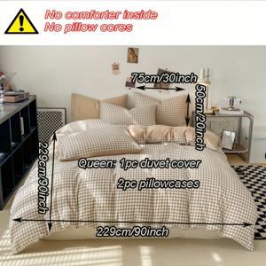 TEMU 2/3pcs 이불 커버 세트 (1 * 이불 커버 + 1/2 * 베개커버, 코어 없음), 미니멀리스트 작은 체크무늬 침구 세트, 부드러운 편안한 이불 커버, 침실, 게스트룸용