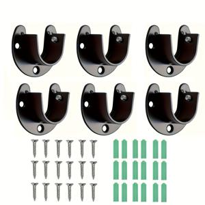 TEMU 2/4/6pcs 스테인레스 스틸 U 형 옷장 바구니 브래킷, 25mm, 블랙, 옷장 바구니 소켓, 옷장 레일 끝 지지대, 커튼 레일 홀더