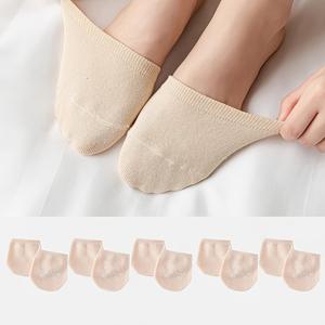 TEMU 봄/여름용 여성 솔리드 컬러 로우컷 반탭 슬립온 미끄럼방지 하이힐 보트 양말 5켤레