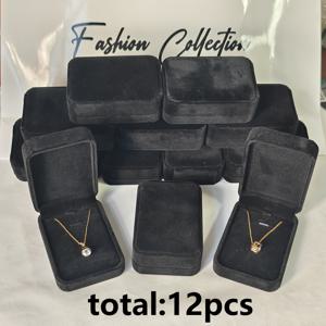 TEMU 12pcs 벨벳 목걸이 상자 - 황금 핸들, 크리스마스, 부활절, 결혼식 및 더 많은 것에 완벽한 우아한 레드 벨벳 보석 케이스, 목걸이, 목걸이 보관에 이상적인 선물 상자