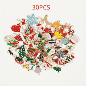 TEMU 30/50/70개 컬러풀 에나멜 크리스마스 참 - DIY 주얼리 만들기용 다양한 펜던트, 아연 합금