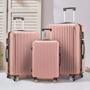 TEMU 3pcs 간단한 패션 여행 수하물 세트, 20인치 24인치 28인치, 화이트 레드 블랙, ABS+PC 하드 쉘, 스피너 휠, 철 풀 핸들, 조합 잠금, 지퍼 클로저, 가족 여행용