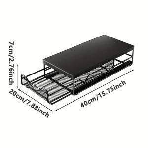 TEMU 1개 금속 커피 캡슐 보관대 – 티백 & 커피용 방진 풀아웃 서랍 정리대, 주방 또는 사무실용 카운터탑 캐비닛 브래킷, 블랙, 커피 바 캐비닛