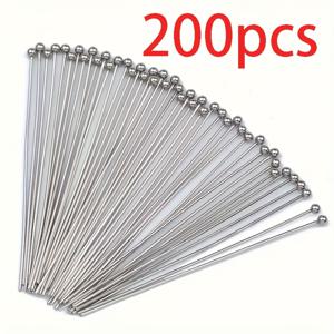 TEMU 200개 50mm 스테인리스 대형 헤드 핀, DIY 주얼리 만들기에 적합 - 내구성 있고 휘어지는 비즈, 펜던트, 팔찌, 목걸이 및 귀걸이 액세서리용 쥬얼리 크래프트 바늘