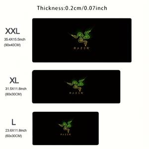 TEMU 레이저 게임 마우스 패드 - 블랙 자연 고무 방지 슬립 데스크 매트, 레이저 로고가 포함되어 있습니다. 사무실 및 노트북 사용에 이상적입니다. 사무실 데스크 매트 | 레이저 테마 액세서리 | 내구성 데스크 매트, 데스크 마우스 패드