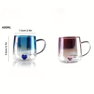 TEMU 2pcs 고성능 보로실리케이트 그라데이션 블루에서 핑크 유리 컵, 핸들 - 열 저항성, 재사용 가능, 주스, 아이스 커피, 차 - 대용량, 단일 레이어 유리, 음료 유리 컵, 부드러운 모서리 유리 용기, 열 저항성 유리 컵