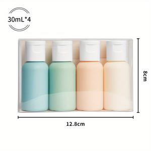 TEMU 4개 세트, 30ml/1.01oz 여행용 디스펜싱 병 세트, 호즈 플립 캡, 휴대용 스퀴즈, 워시 및 케어 로션, 핸드 크림 디스펜징에 적합|트래블보틀