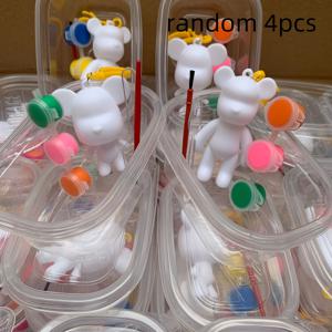 TEMU 4개 DIY 공예 키트 - 인형 열쇠고리, 창의적인 수제 열쇠고리 만들기, 곰 모양 열쇠고리, 플라스틱 재료 - 창의력과 손재주 향상