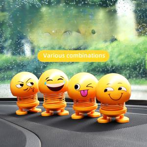 TEMU 5개 팩 스프링 밥블헤드 피규어 - 다양한 즐거운 표정, 플라스틱 대시보드 장식, 트렌디한 자동차 인테리어 액세서리, 책상 장식, 창의적인 선물 아이디어