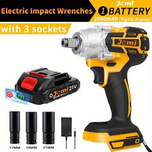 TEMU Jemi Tool 3-in-1 무선 전기 임팩트 렌치, 드릴 및 스크루드라이버, 브러시리스 모터, 4000RPM 최대 속도, 110-240V, 블랙 및 노란색, 무선 스크루드라이버|휴대용 핸들|내구성 있는 플라스틱 바디