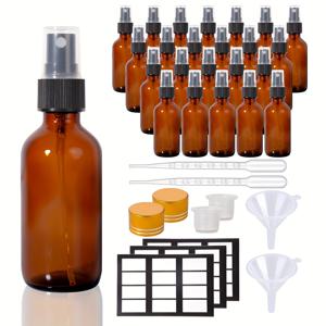 TEMU 24개 2oz 암버 유리 스프레이 병, 60ml 미세 미스트 아토마이저, 여행, 실험, 청소, 헤어 케어, 살균제, 할로윈 장식, 크리스마스 선물, BPA 프리, 배터리 필요 없음