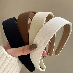 TEMU 4-팩 단색 와이드 헤드밴드, 우아하고 심플한 패브릭 헤어 밴드, 다재다능한 하이 크라운 헤어 액세서리, 여성용 워셔블 헤어 타이, 생일 선물 세트