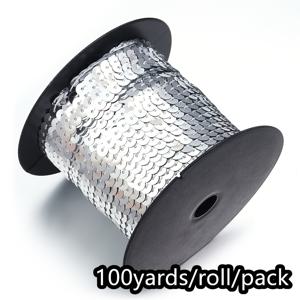 TEMU 100야드/롤 6mm 반짝이는 시퀸 리본 - DIY 공예, 의류 및 액세서리용 평면 레이스 트림