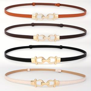 TEMU 4pcs 여성용 인조 가죽 벨트, 캐주얼 스타일, 장식 버클이 있는 조절 가능한 허리 벨트, 드레스 및 의상용 패션 액세서리, 손 세탁 가능 또는 드라이 클리닝 전용 주말 캐주얼, 외출용
