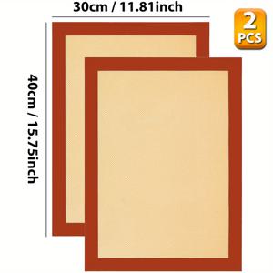TEMU 2개, 실리콘 베이킹 매트(15.7''x11.8''), 재사용 가능한 베이킹 매트, 내열성 붙지 않는 오븐 라이너 시트, 케이크 팬 매트, 마카롱용, 쿠키, 베이킹 도구, 주방 악세사리, 가정용 주방 용품|악세사리