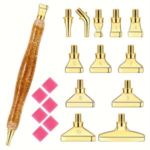 TEMU 1/3개 빛나는 황금 양파 모양 플라스틱 펜 + 12개 은색/로즈 골든/골든/ 비트 + 6개 빨간색 접착제 + 1개 플라스틱 상자 나사형 페인팅 도트 툴 세트