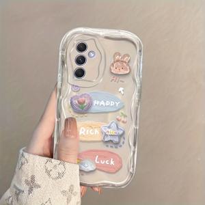 TEMU 삼색 페인팅 3D 토끼 곰 인형 S25 울트라 호환 A56/A54 케이스, A52 소프트 A13/A16-5G/S24/S20FE/S21 플러스/S22/울트라 S25/갤럭시 S23/A05/A12/A13/A15/S22/S23/A73/A55/A06 투명 케이스|S21케이스|S22케이스