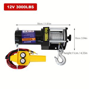 TEMU 1pc 12V 전기 도로 윈치, 조절 가능한 높이 및 모래 방지 디자인 - 자동차 구조, 건설, 소방 및 산림 작업을 위한 중량 철 구조 - 2x 12V 배터리 포함, 카라반용 윈치, 추수 감사절에 완벽합니다.