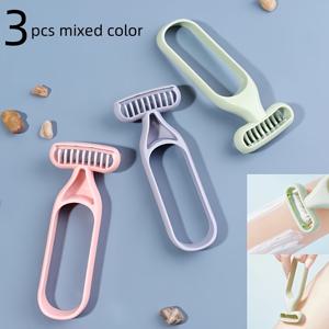 TEMU 3-팩 스테인리스 스틸 블레이드 수동 제모기 - 겨드랑이 및 바디용 휴대용 미니 면도기, 안전하고 자극적이지 않으며, 무향 개인 그루밍 남성 및 여성용, 다리 면도 면도 칼