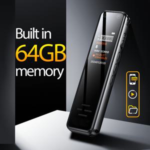 TEMU 64GB 음성 활성화 오디오 레코더 - 휴대용 USB MP3 플레이어, 1536KHz 무손실 DSP 소음 감소, 제로 노이즈 복원, 인터뷰, 강의, 회의용 충전식 - 블랙 디지털 녹음 장비, 음성 녹음 기기