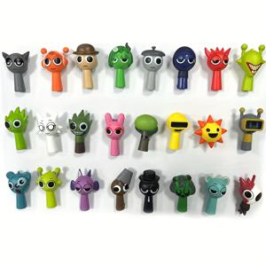 TEMU 24개 리듬 박스 귀여운 만화 스타트 피규어 세트, 독특한 캐릭터 포트레이트 모델, 자동차/케이크/데스크톱 장식에 이상적, 완벽한 크리스마스 이스터 생일 선물, 홈/파티 테마, 분위기 장식품, 수집 및 선물에 좋습니다.