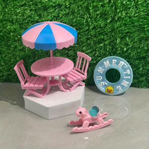 TEMU 여름 스타일 5피스 세트, 인형집 해변 휴가 세트: 해변 체어, 파라솔, 트로이 목마, 수영링, 여름 미니어처 액세서리. 인형집 필수품, DIY 장식, 귀여운 놀이용품, 핸드메이드 소형 모델, 인기 홈 데코. 부활절/생일/크리스마스/발렌타인데이 또는 명절 선물, 가족 선물|양산