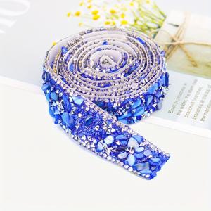 TEMU 1pc 1 야드/롤 2CM/0.78in 폭 셀프 접착식 컬러풀 크리스탈 파쇄 돌 물 드릴 비즈 미터 핫 드릴 백 접착제 네트 드릴 의류 신발과 가방 드릴 스트립 컬러풀 수제 보석 핫 드릴 허리 벨트 스티커 드릴 의류 액세서리 DIY 물 드릴 체인 반짝이는 스트립 라인스톤 장식